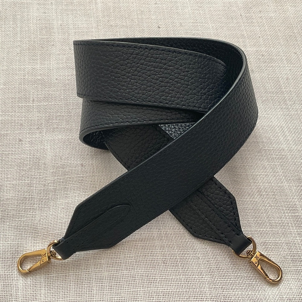 Louis Vuitton Navy Pebble Leather Wide Replacement Guitar Strap